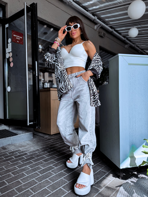 LIGHT GREY denim pants "MODŽO" 8622