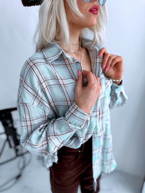 Рубашка "MIDTOWN" в полоску JM22651 - МЯТНАЯ