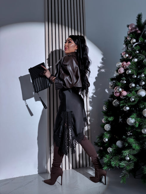 Satin dress "POLAR ROSE 7988" - BLACK