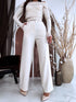 Wide pants + belt "SUDOKU M756" - LIGHT BEIGE