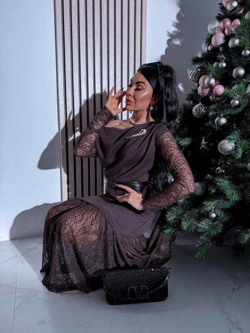 Knitted dress "ICE QUEEN 55890" - CHOCO