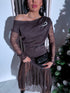Knitted dress "ICE QUEEN 55890" - CHOCO