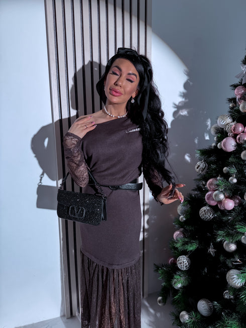 Knitted dress "ICE QUEEN 55890" - CHOCO