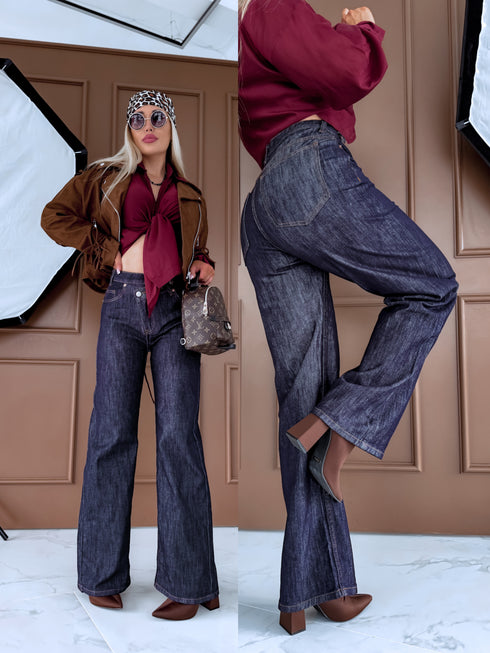 "DIAGONAL" džinsai H850-7 - tamsiai mėlyni