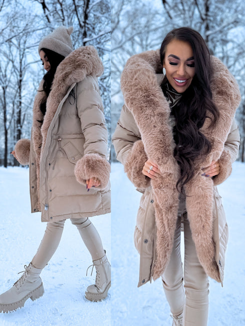 PUFĪGĀ parka ar pūku - kapučīno PRE-ORDER