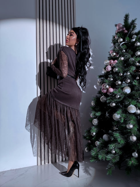 Knitted dress "ICE QUEEN 55890" - CHOCO