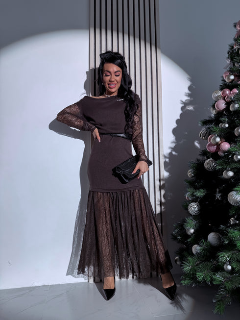 Knitted dress "ICE QUEEN 55890" - CHOCO