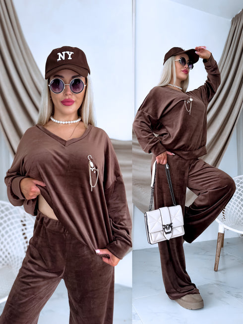 PLUS SIZE velvet set "TODAY 119769" - CHOCO