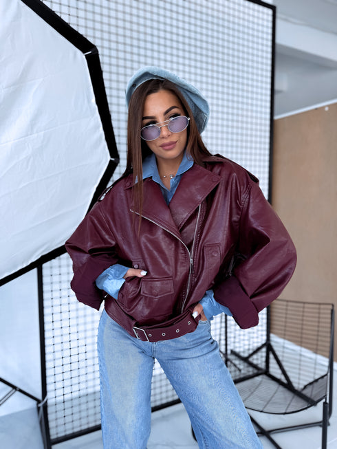 BORDEAUX "LOYALITY" leather imitation jacket 10366