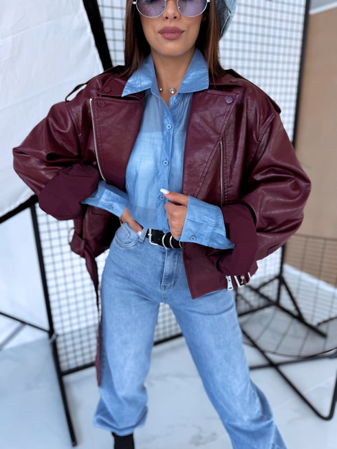 BORDEAUX "LOYALITY" leather imitation jacket 10366