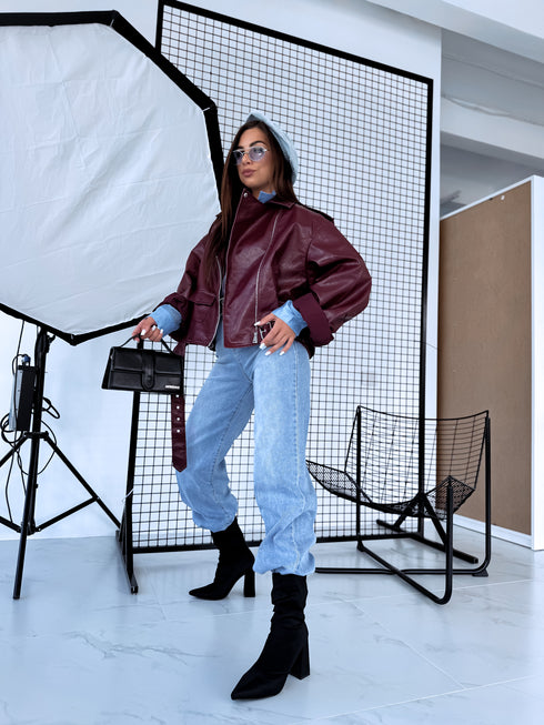 BORDEAUX "LOYALITY" leather imitation jacket 10366