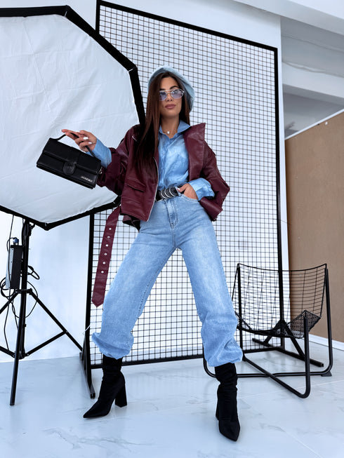 BORDEAUX "LOYALITY" leather imitation jacket 10366