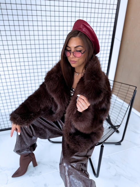 Artificial fur coat "TRANSITION G6079" - choco