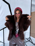 Artificial fur coat "TRANSITION G6079" - choco