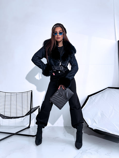 DŽINSA virsjaka ar zilu pūku "BERRY" FL202286 - TUMŠI ZILA