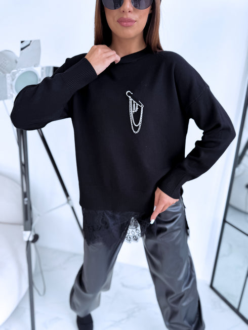 Sweater "Lace Memory FF7127" - BLACK