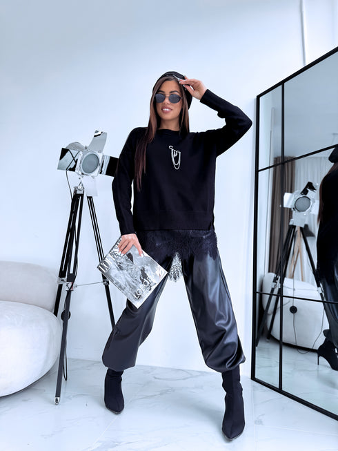 Sweater "Lace Memory FF7127" - BLACK