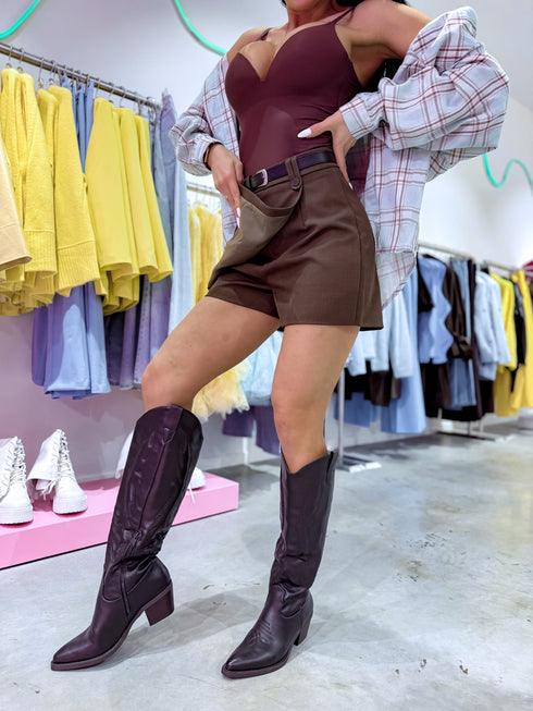 Šortsvārki "SORRY W49753" + josta - CHOCO