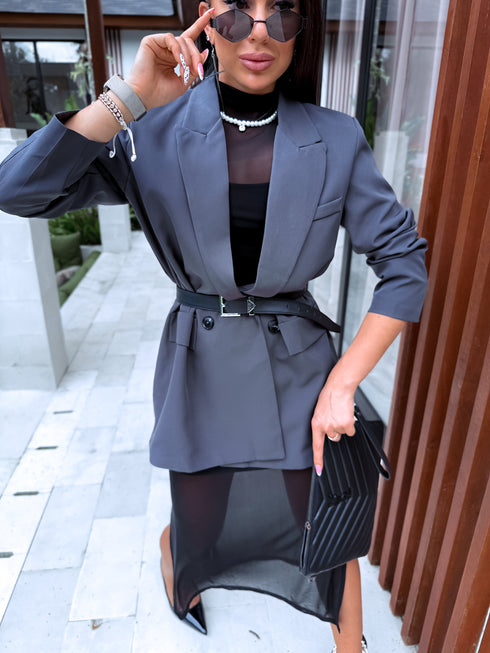 Oversize, classic jacket - GRAY