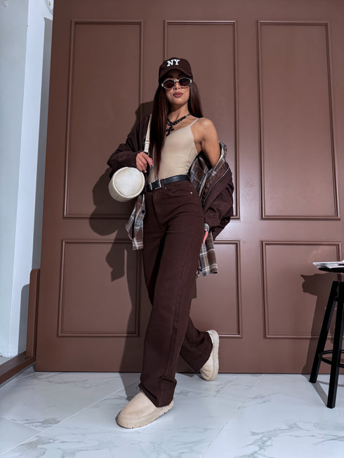 WIDE LEG džinsa bikses "RELATIONSHIP 9215-26"- CHOCO PRE-ORDER