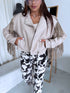 Faux leather jacket with fringes "SOMEBODY" - LIGHT BEIGE S6602