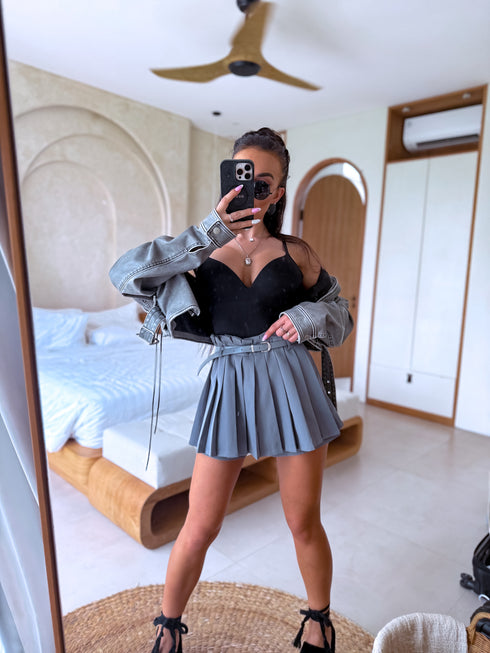 GOFRĒTI shorts + belt "GIORGIA" - GRAY