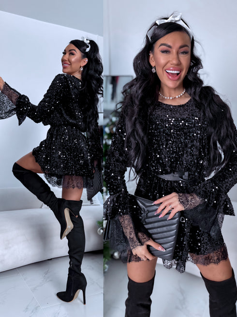 Kleita "BLACK SPARKL STAR 7785" - MELNA PRE-ORDER