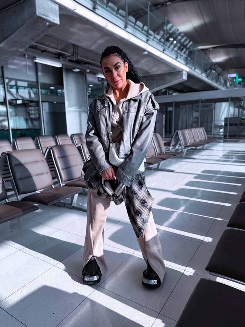 Ādas imitācijas VIRSJAKA/VESTE "LOLLY" - PELĒKA