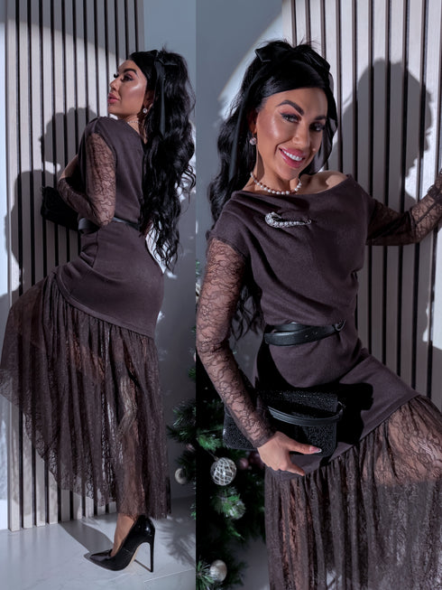 Knitted dress "ICE QUEEN 55890" - CHOCO