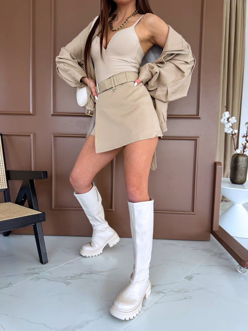 "SOPHIA CLASSIC" Skort W50072 + Belt - CARAMEL