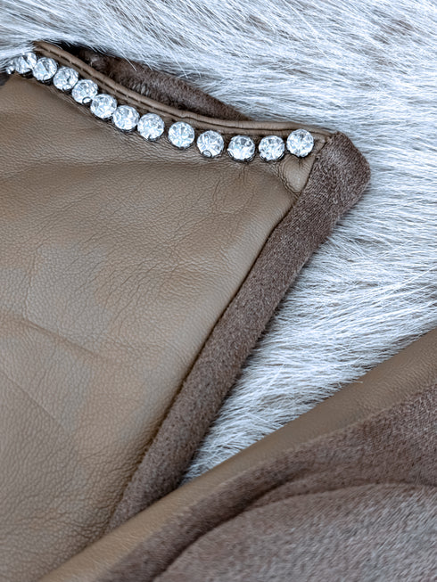 CHOCO pirštinės su odos imitacijos įsiuvais "CLASSY CRYSTAL"