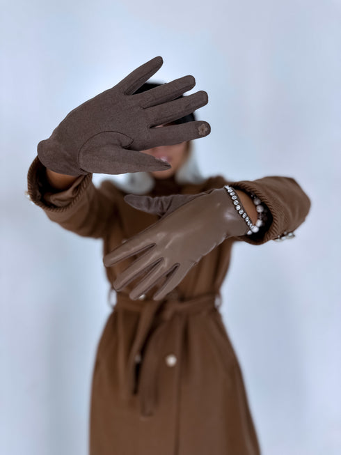 CHOCO pirštinės su odos imitacijos įsiuvais "CLASSY CRYSTAL"