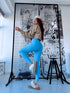 Deceptive Leggings with Straps 3286 - LIGHT BLUE