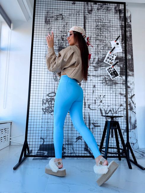 Deceptive Leggings with Straps 3286 - LIGHT BLUE