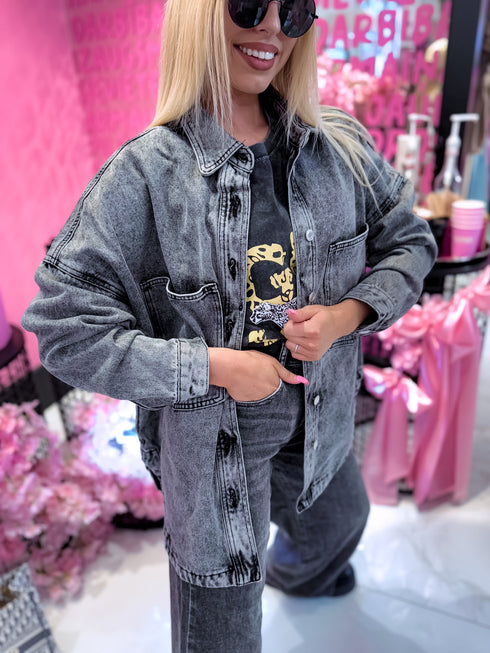 Джинсовая куртка "MOUNTAIN GREY T8719" - серая