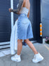 Shorts with tears "CARD" S8069 - LIGHT BLUE