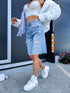 Shorts with tears "CARD" S8069 - LIGHT BLUE