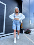 Shorts with tears "CARD" S8069 - LIGHT BLUE