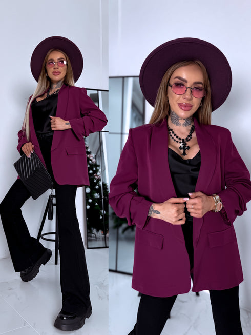 Slyvų violetinė, VIENAS DYDIS švarkas + juodas viršus