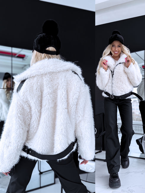 Jacket with leather imitation elements "ARKTIKA" - WHITE