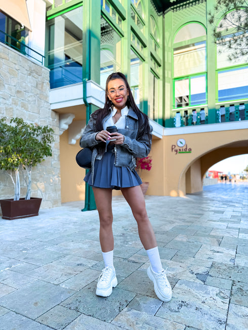 Ādas imitācijas VIRSJAKA/VESTE "LOLLY" - PELĒKA