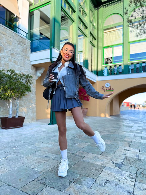 GOFRĒTI shorts + belt "GIORGIA" - GRAY