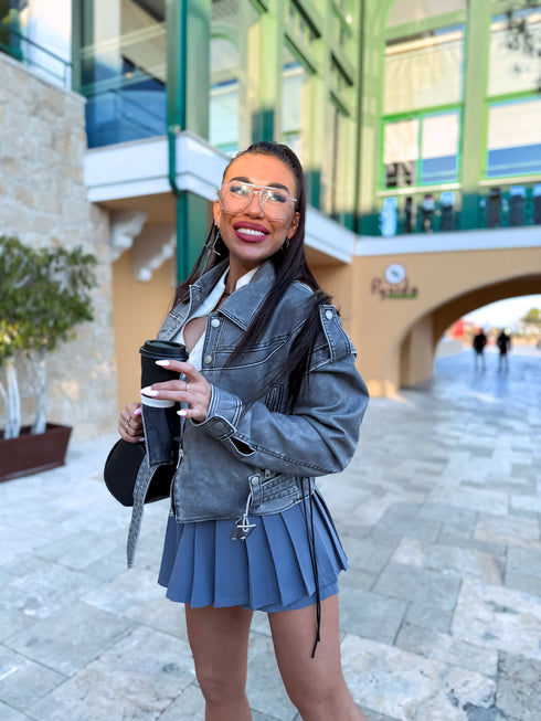 Ādas imitācijas VIRSJAKA/VESTE "LOLLY" - PELĒKA