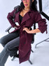 "PARIS CHIC 8017" long trench coat - BURGUNDY