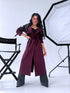 "PARIS CHIC 8017" long trench coat - BURGUNDY