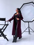 "PARIS CHIC 8017" long trench coat - BURGUNDY