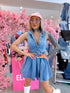 Denim dress "SCENTED" YX557-1 - BLUE