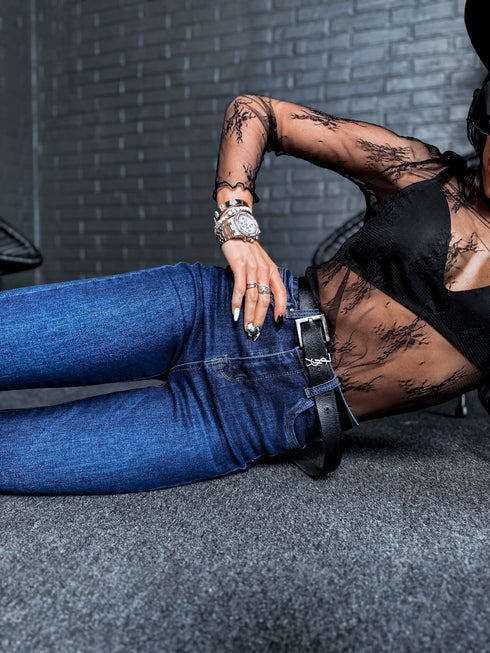 Dark Blue HIGH WAIST SKINNY Jeans DJ314