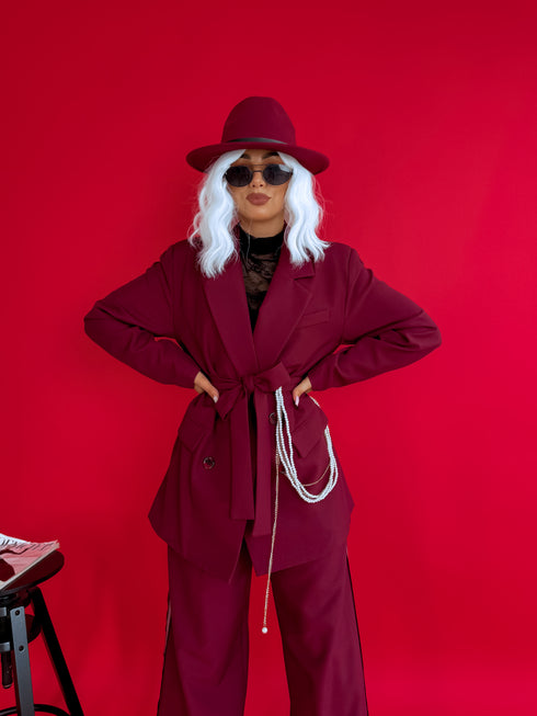 LUX set "WHITE STITCH 6469" - burgundy