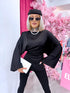 Satin blouse "MUSE YY638" - BLACK